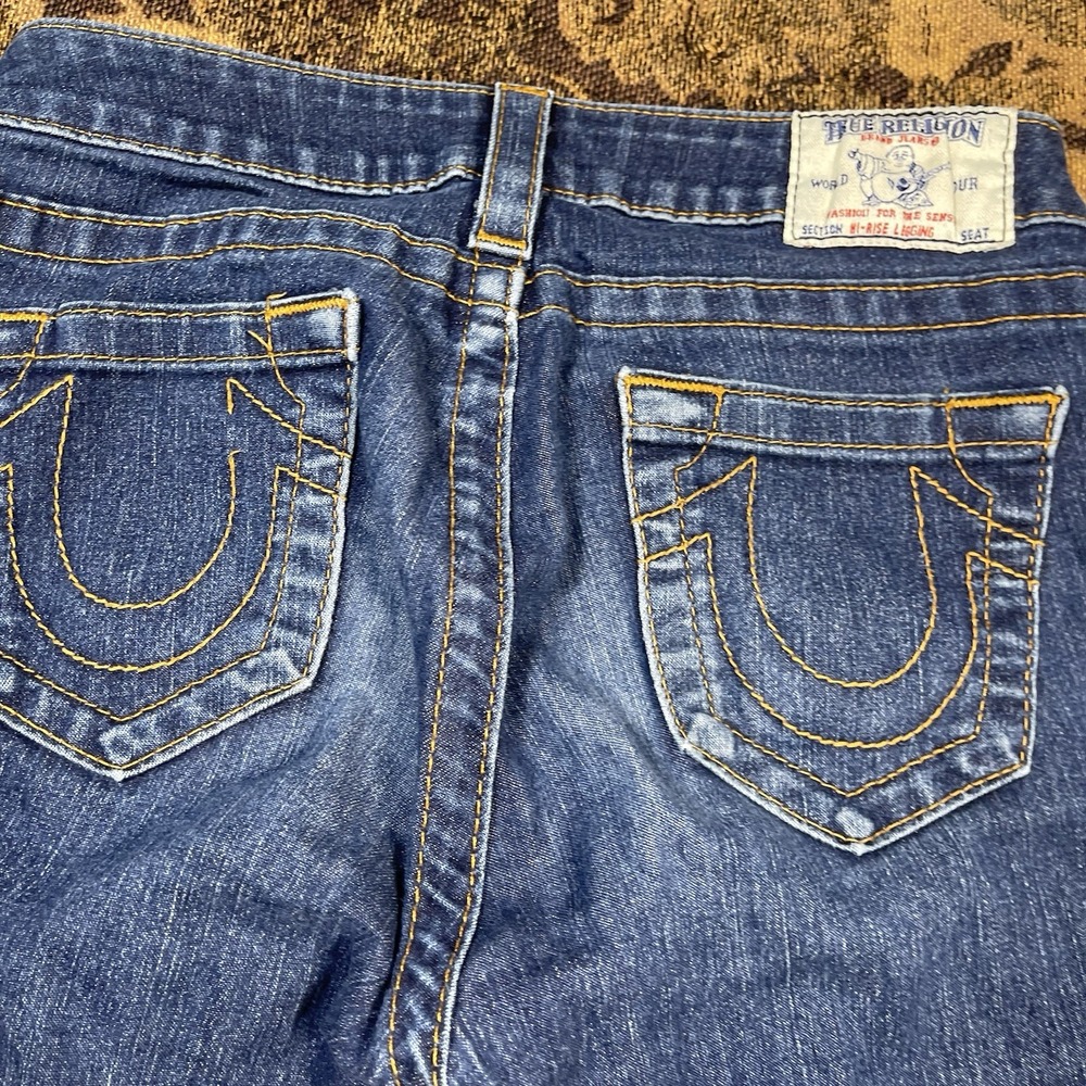 Vtg True Religion Jeans Womens Size 27 Blue Hi Rise Legging Embroidered USA - Picture 9 of 10